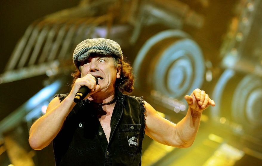 Lead singer Brian Johnson of AC/DC performs during their Black Ice world tour at the Verizon Center in Washington D.C., Saturday, November 15, 2008. (Rod Lamkey Jr/The Washington Times)