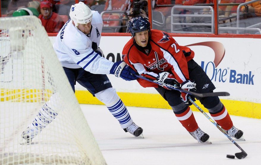 Peter Lockley / The Washington Times
Brooks Laich: "I'm happy with the way I am skating. I just don't think I am shooting enough and getting around the net enough to score goals."