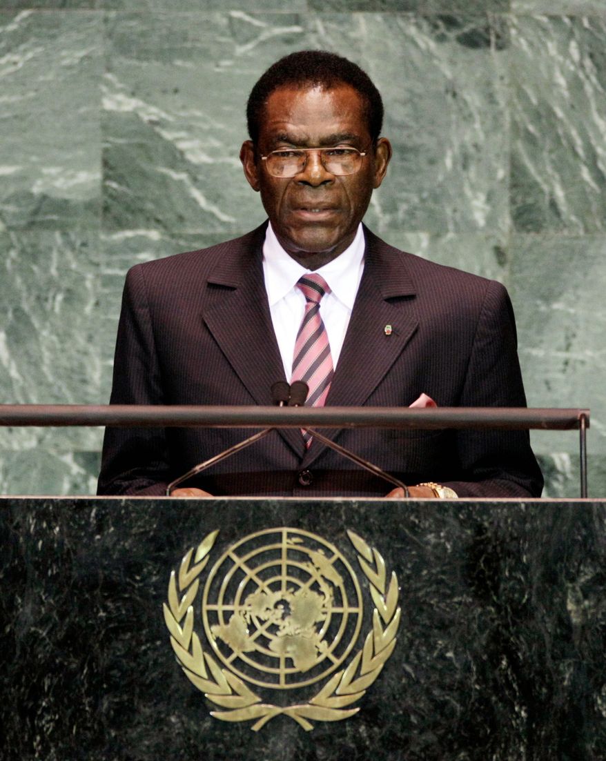 DICTATOR: Teodoro Obiang has his name on a prize for "scientific achievements that improve the quality of human life." (Associated Press)