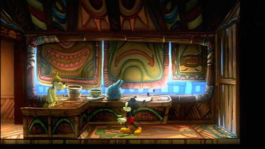 In this video game image released by Disney Interactive, Mickey Mouse, center, is shown in a scene from "Ventureland." (AP Photo/Disney Interactive)