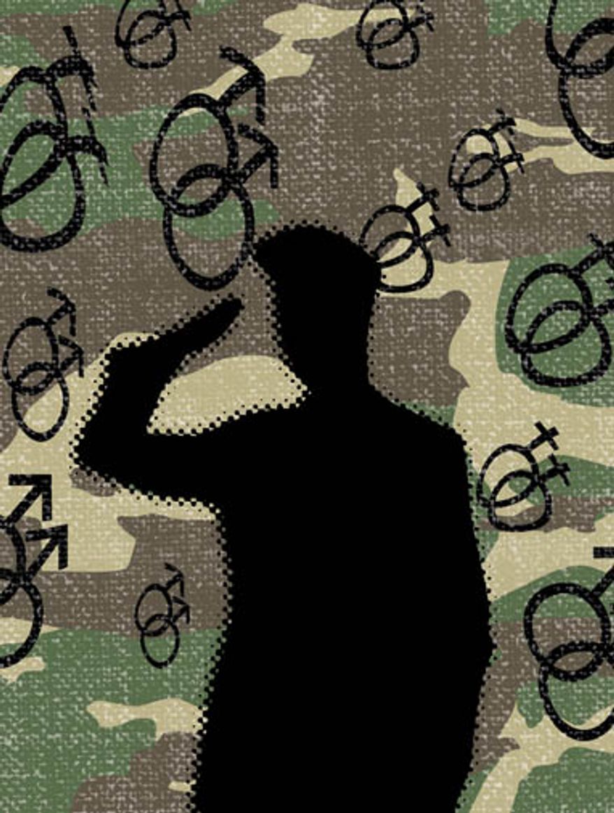 Illustration: Gays in the military by Linas Garsys for The Washington Times