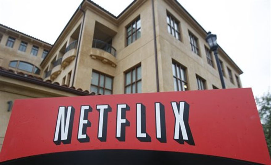 FILE - This Jan. 29, 2010 file photo, shows the company logo and view of Netflix headquarters in Los Gatos, Calif. Netflix Inc. has reached a multiyear agreement Tuesday, Aug. 10, 2010, to stream movies from Paramount, Lionsgate and MGM online starting Sept. 1. It's a major move as Netflix looks to cater to people who want to watch movies instantly. (AP Photo/Marcio Jose Sanchez, file)