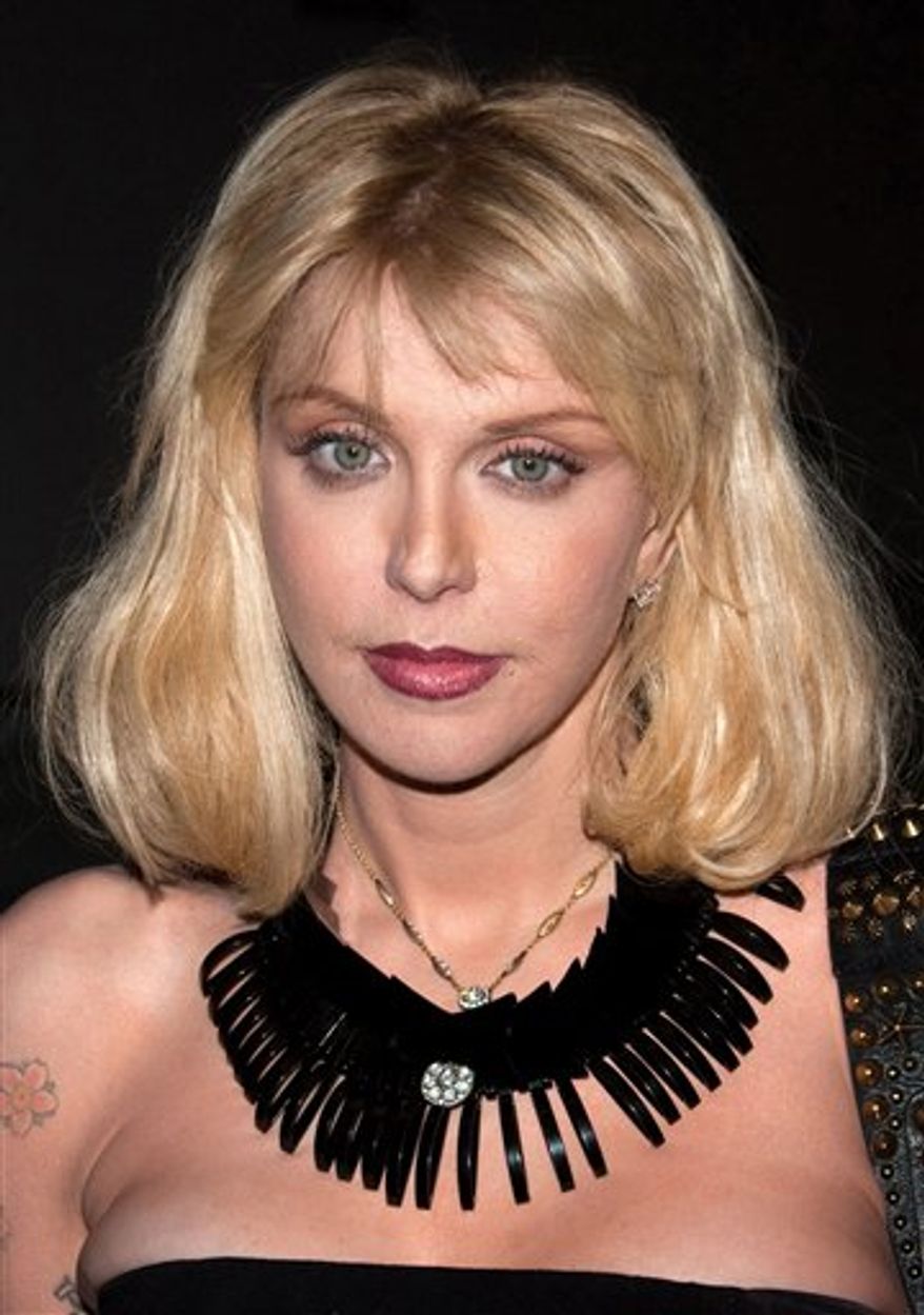 FILE - In this June 1, 2010 file photo, Courtney Love attends Marina Abramovic's "The Artist is Present" exhibition closing party hosted by Givenchy at the Museum of Modern Art in New York. (AP Photo/Charles Sykes, file)