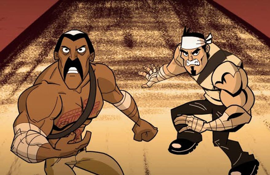 Shank (right) is joined by a former partner equally adept at killing in the side-scrolling video game.