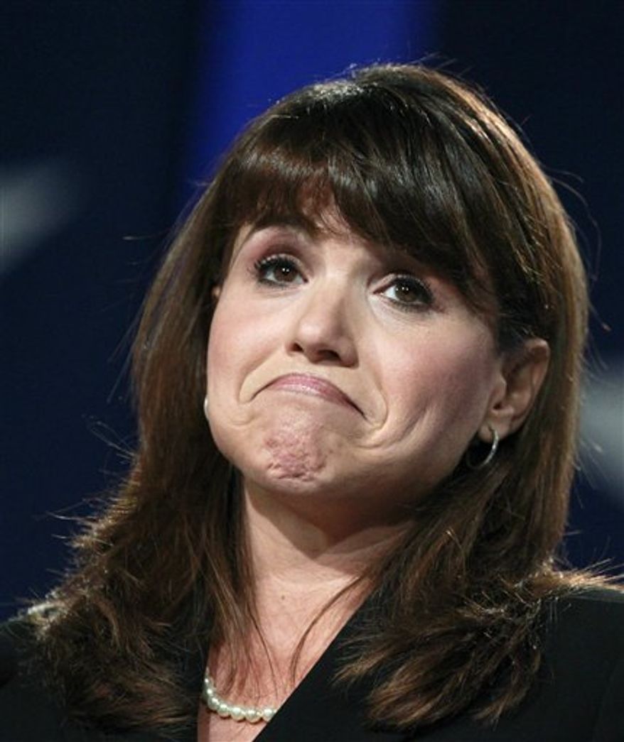 ** FILE ** Delaware Republican Senate candidate Christine O'Donnell addresses supporters during a rally on Friday, Oct. 1, 2010, at her new campaign headquarters in Wilmington, Del. (AP Photo/Rob Carr)