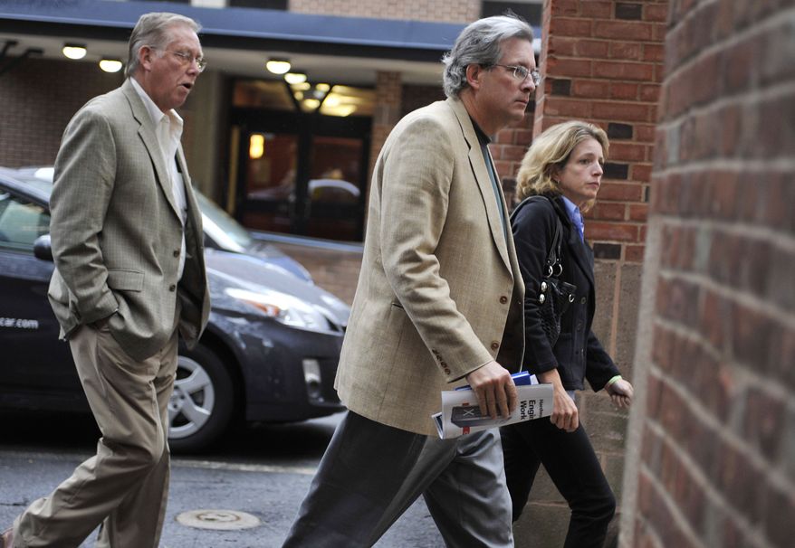 Dr. William Petit Jr., center, arrives at Superior Court in New Haven, Conn., on Tuesday, Oct. 5, 2010. A Connecticut jury found a man guilty in the home invasion killings of Petit's wife and two daughters. (AP Photo/Jessica Hill)
