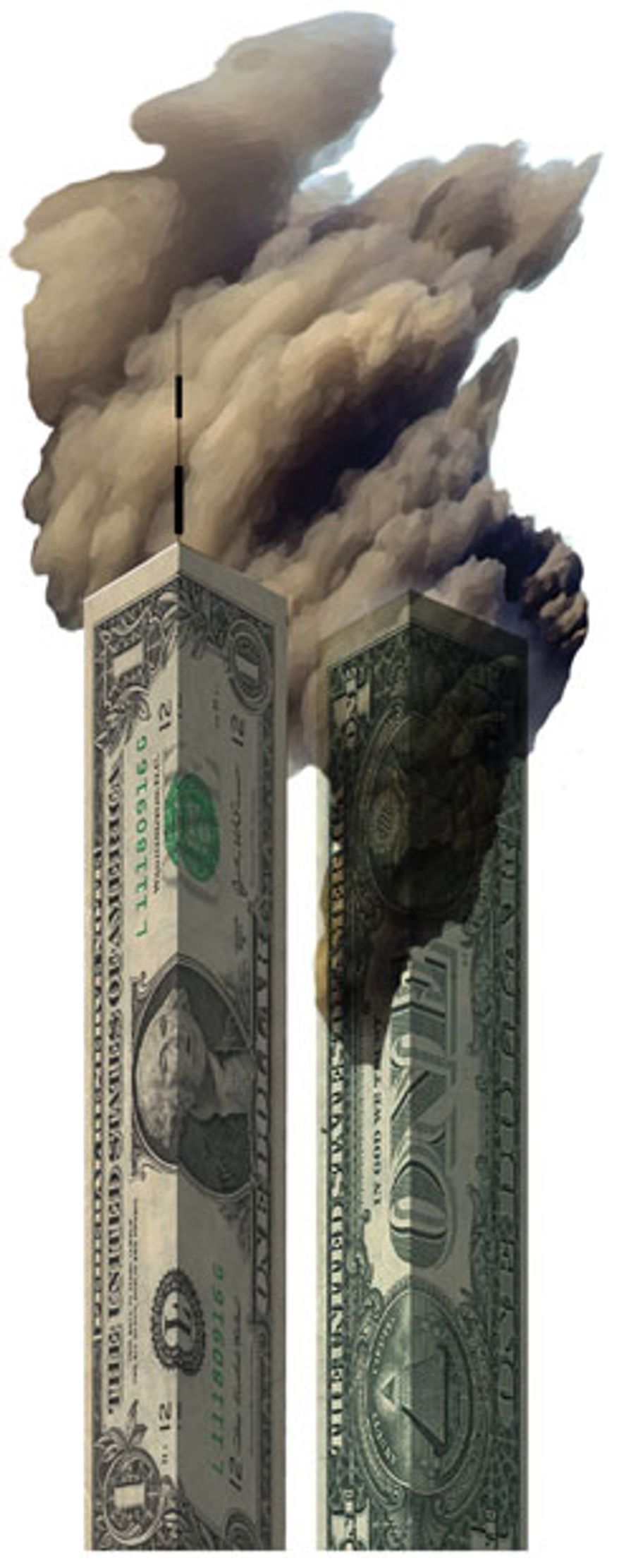 Illustration: Twin Towers by Alexander Hunter for The Washington Times