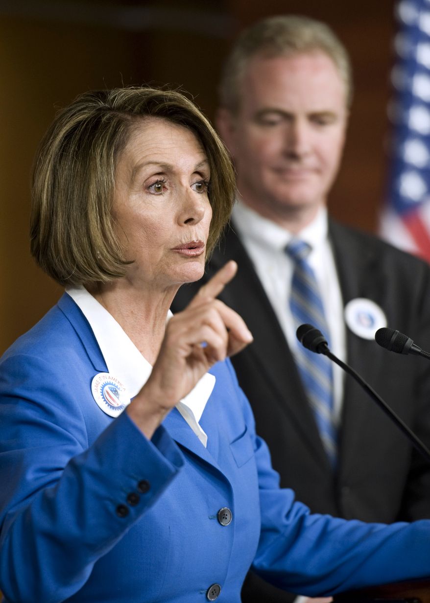 ASSOCIATED PRESS House Speaker Nancy Pelosi of Calif., accompanied by Rep. Chris Van Hollen, D-Md., gestures during a news conference on Capitol Hill in Washington, Thursday, Sept. 30, 2010.