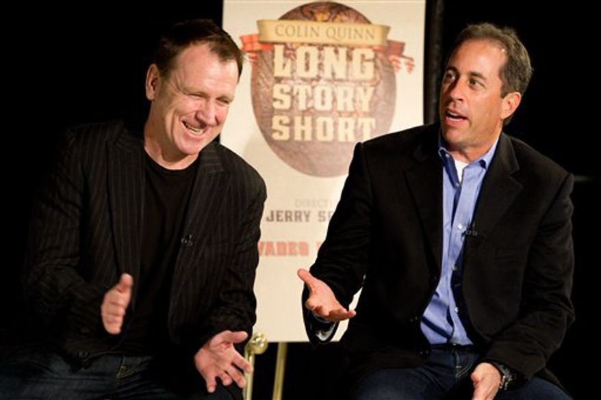 Colin Quinn discusses "Long Story Short", his one-man theatrical show moving to Broadway, at a news conference in New York, Tuesday, Oct. 12, 2010. (AP Photo/Charles Sykes)