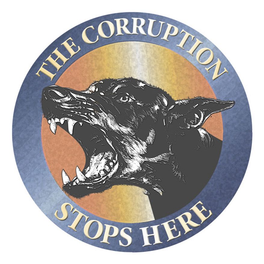 Illustration: The corruption stops here by Greg Groesch for The Washington Times