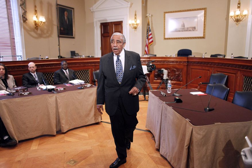 Rep. Charles Rangel, New York Democrat, speaks before the House Ethics Committee, on Capitol Hill in Washington, Thursday, Nov. 18, 2010. (AP Photo/Harry Hamburg)