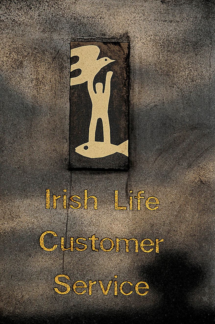 The company logo for Irish Life & Permanent Plc. is seen on their headquarters in Dublin, Ireland, on Tuesday, Nov. 22, 2010. Irish banks may get immediate capital injections as part of the European Union and International Monetary Fund's rescue package, Matthew Elderfield, the country's head of financial regulation, said in a speech yesterday. Photographer: Aidan Crawley/Bloomberg