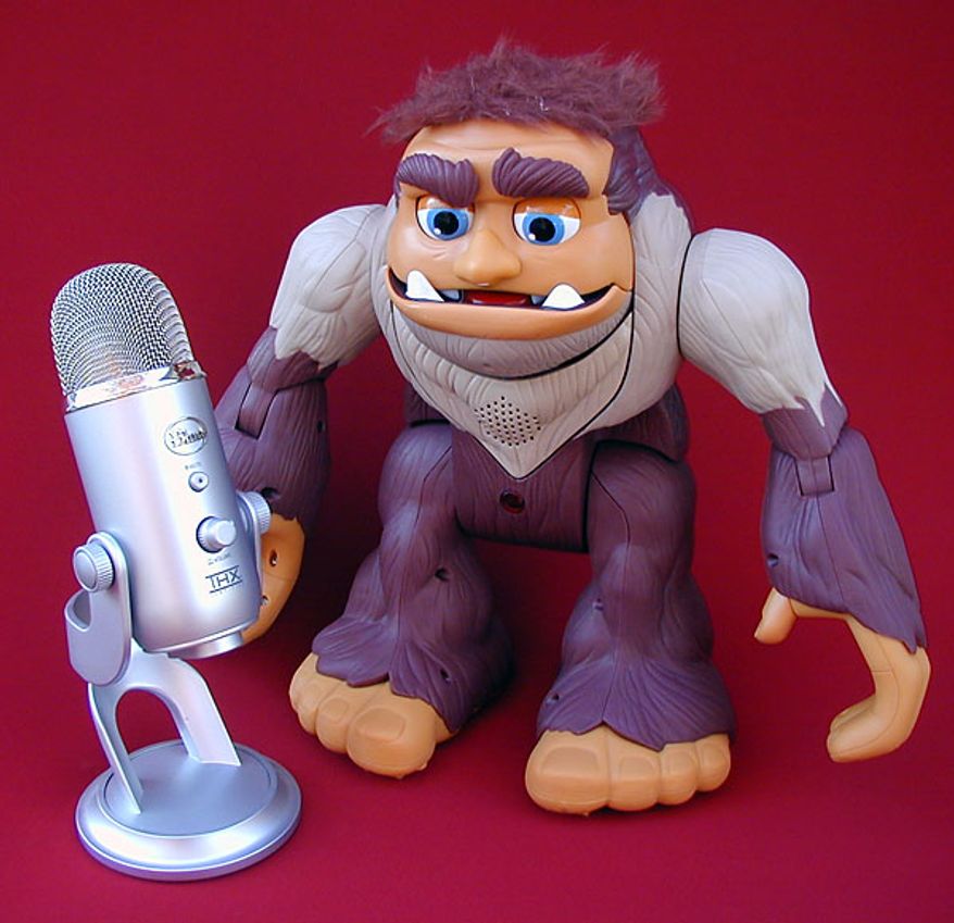 Fisher-Price's Bigfoot meets Blue Microphone's Yeti. (Photograph by Joseph Szadkowski)