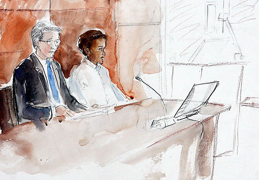 This courtroom artist's sketch shows terror suspect Mohamed Osman Mohamud, right, and chief deputy public defender Stephen R. Sady, during an appearance in federal court Monday, Nov. 29, 2010, in Portland, Ore. Authorities say Mohamud and an FBI operative parked a van full of dummy explosives on Southwest Yamhill Street across from Pioneer Courthouse Square just after sundown Friday while thousands gathered in the square for the annual tree lighting. Mohamud is accused of attempting to detonate the explosives. (AP Photo/Abigail Marble)
