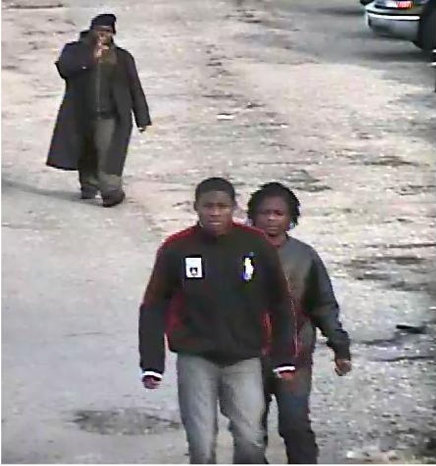 Three youths caught on surveillance cameras at the Washington Humane Society's shelter on Monday are suspected of having stolen a puppy. (Photo courtesy of the Washington Humane Society)