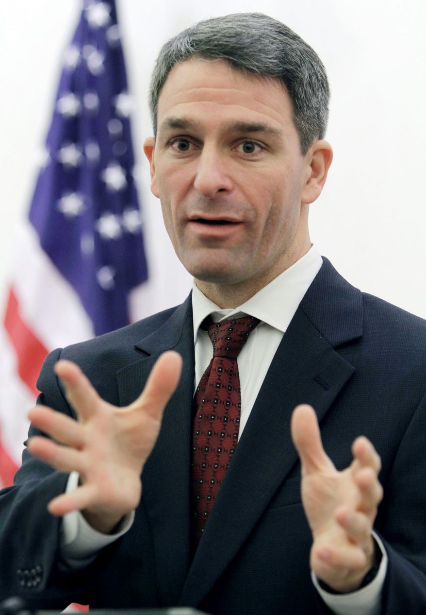 LIBERALS' FOE: "I'm on dartboards all over the country," Virginia Attorney General Kenneth T. Cuccinelli II says. (Associated Press)