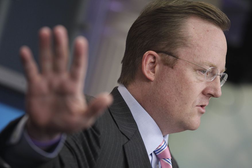 White House press secretary Robert Gibbs briefs reporters Wednesday at the White House on the situation in Egypt. (Associated Press)
