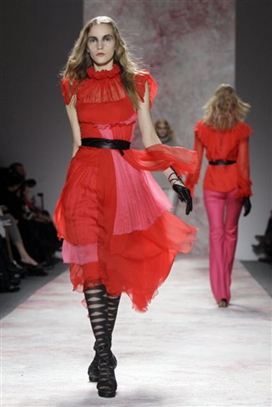 The fall 2011 collection of designer Prabal Gurung is modeled during Fashion Week in New York, Saturday, Feb. 12, 2011. (AP Photo/Richard Drew)