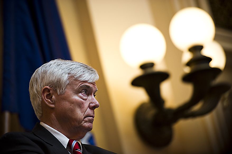 Speaker of the House William Howell listens during debate on the Republican sponsored state redistricting plan, during a House session at the Capitol, in Richmond, Va., Tuesday, April 5, 2011. (Drew Angerer/The Washington Times)