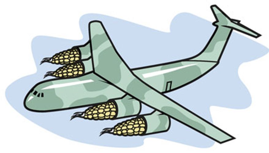 Illustration: Air Force biofuel by Linas Garsys for The Washington Times