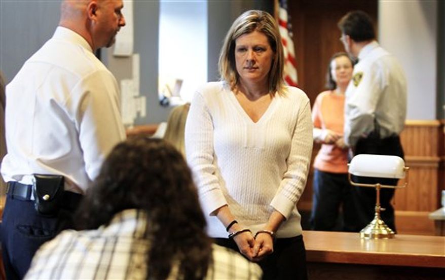 Kristen LaBrie looks at family and friends after is was found guilty on all four counts, including attempted murder, in the death of her son, at Lawrence Superior Court in Lawrence, Ma., Tuesday, April 12, 2011. LaBrie was also convicted of child endangerment and assault and battery for failing to give her son, Jeremy Fraser, chemotherapy medications after the boy was diagnosed with non-Hodgkins lymphoma. He died in 2009 at age 9. (AP Photo/Cheryl Senter)