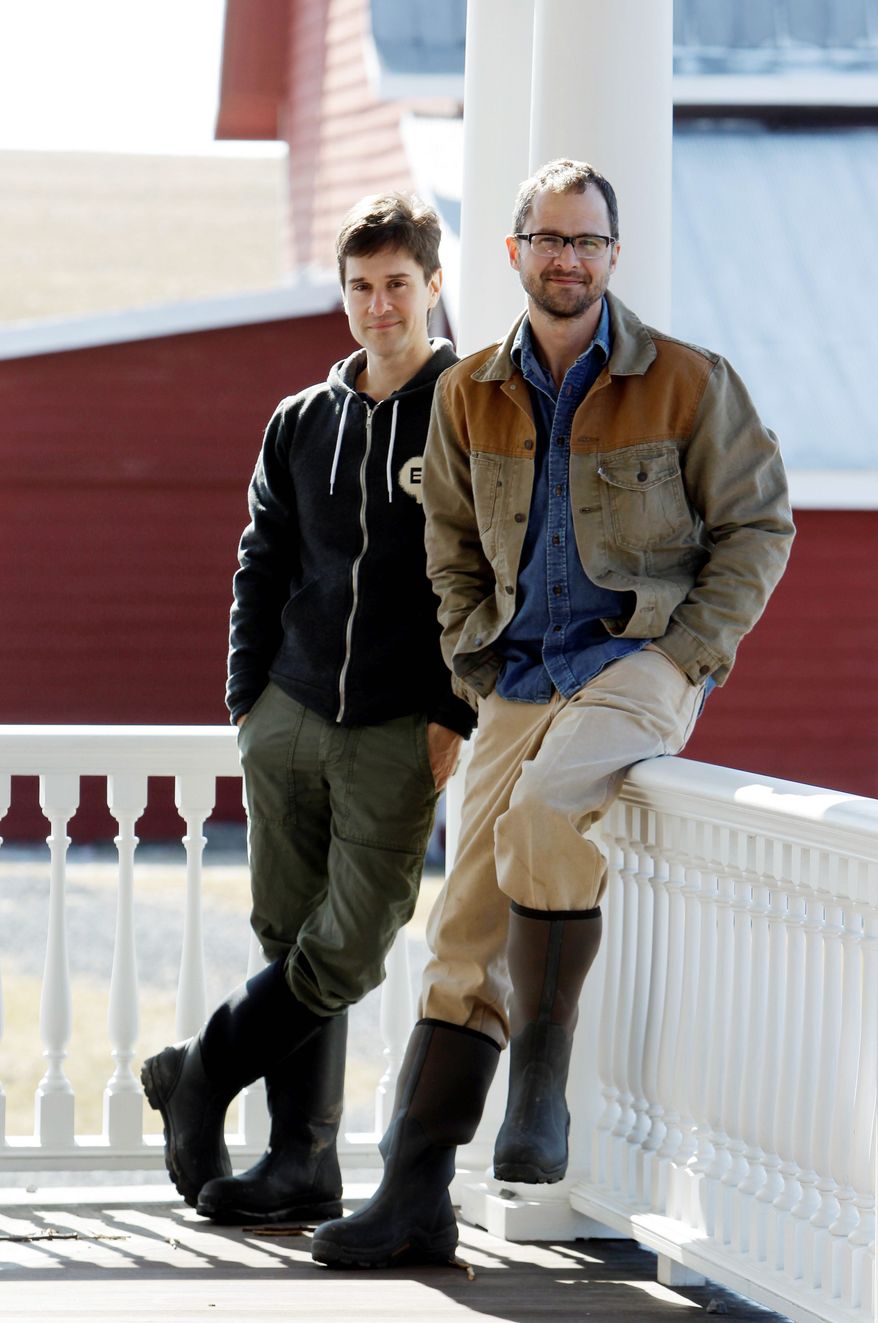 A 2006 apple-picking outing led Brent Ridge (left) and Josh Kilmer-Purcell to buy a farm and become Planet Green's "Fabulous Beekman Boys." (Associated Press)
