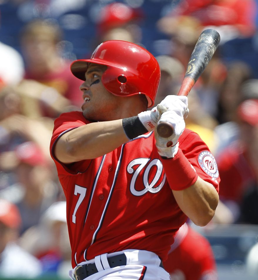 Washington Nationals' Ivan Rodriguez will make two more starts this year. These may be the last ones in a Nationals uniform. (AP Photo/Luis M. Alvarez)