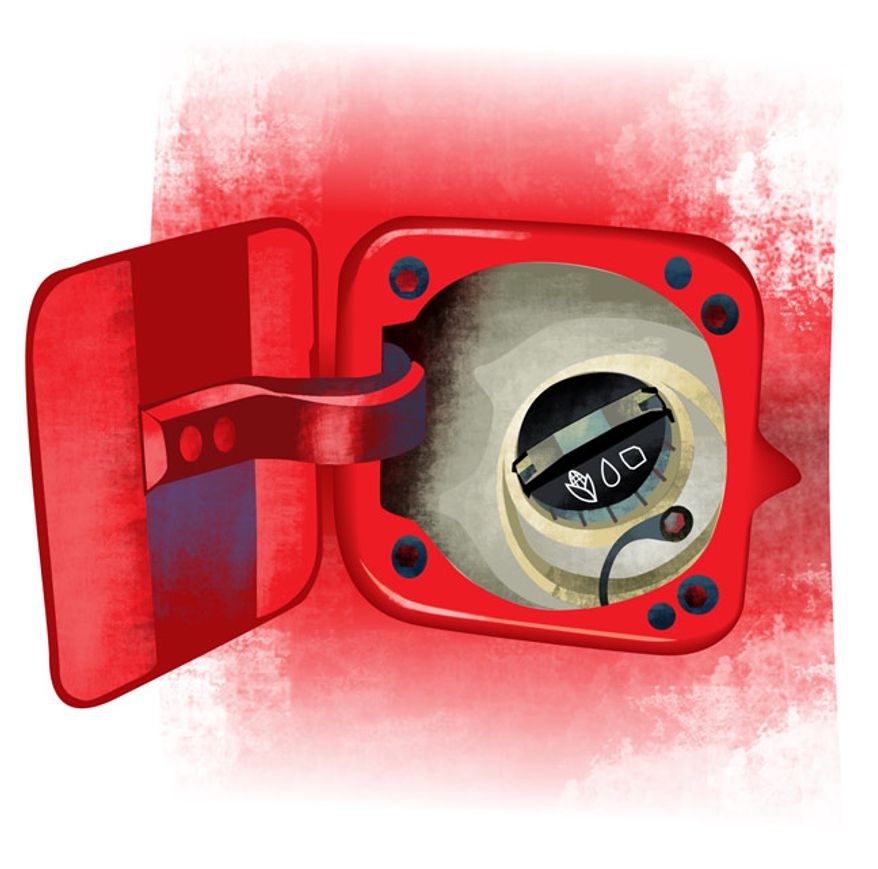 Illustration: Flex fuel by Linas Garsys for The Washington Times
