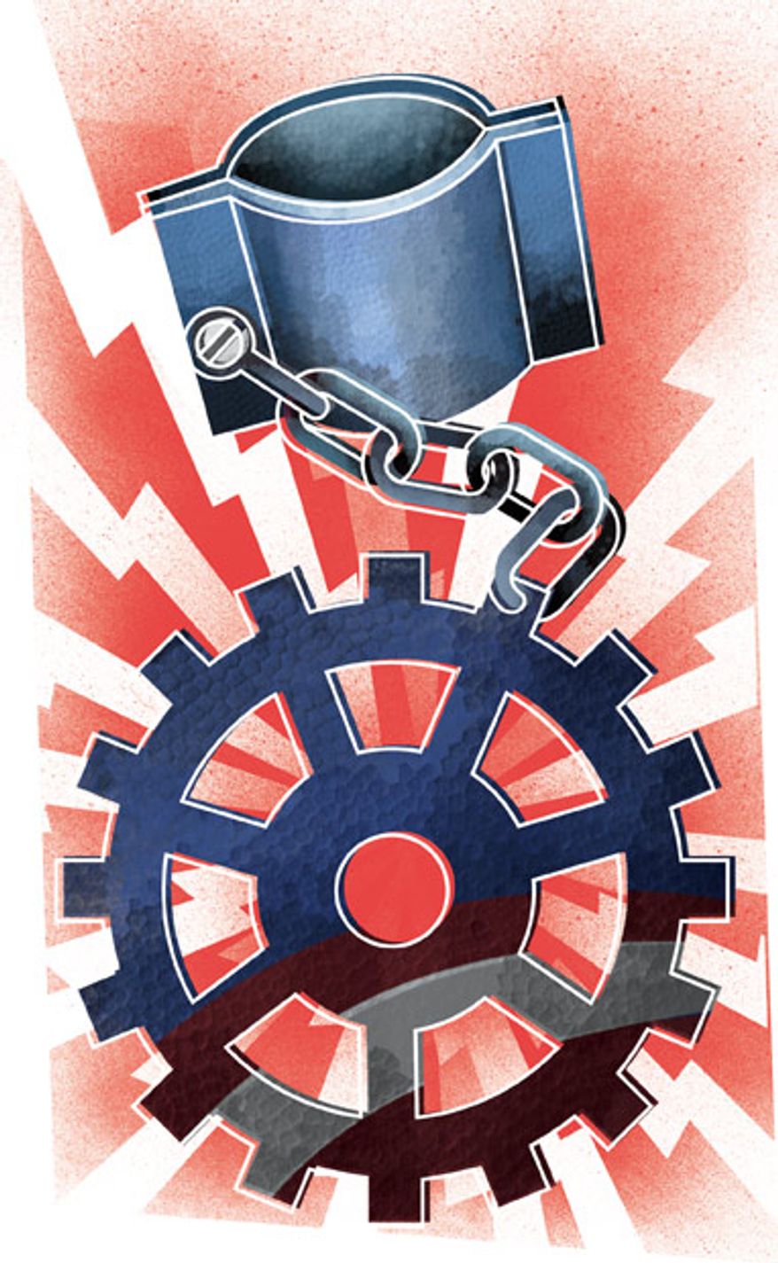 Illustration: Union policies by Linas Garsys for The Washington Times