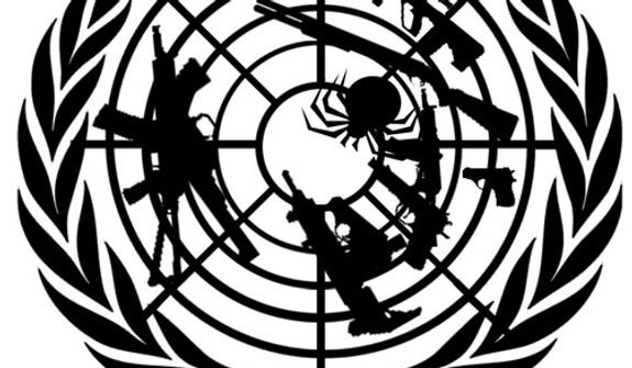 Illustration: U.N. gun grabbing by Alexander Hunter for The Washington Times