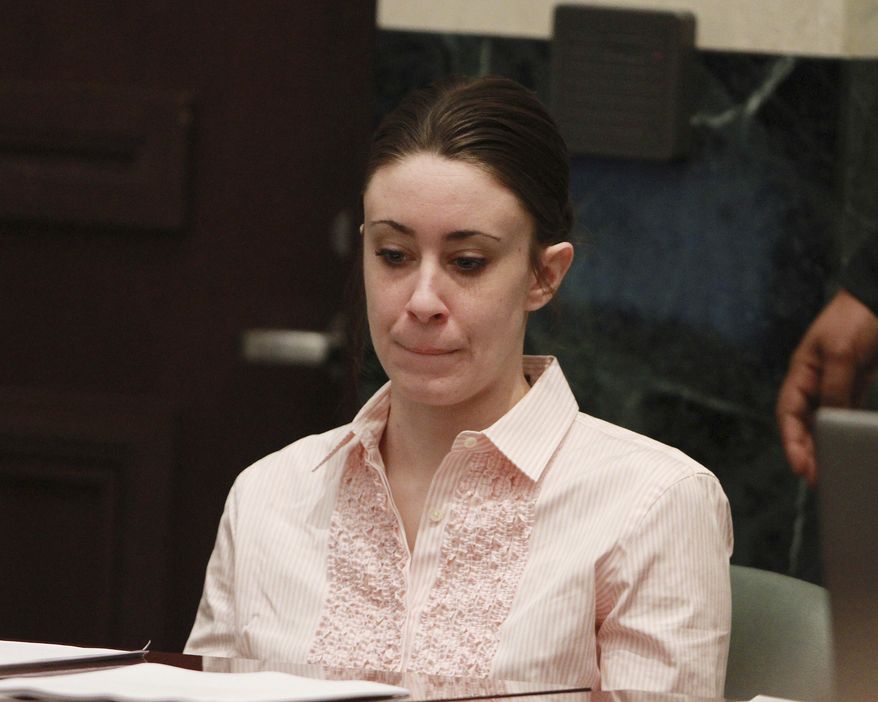 Casey Anthony sits at the defense table during the second day of jury deliberations in her murder trial in Orlando, Fla., on July 5, 2011. (Associated Press)