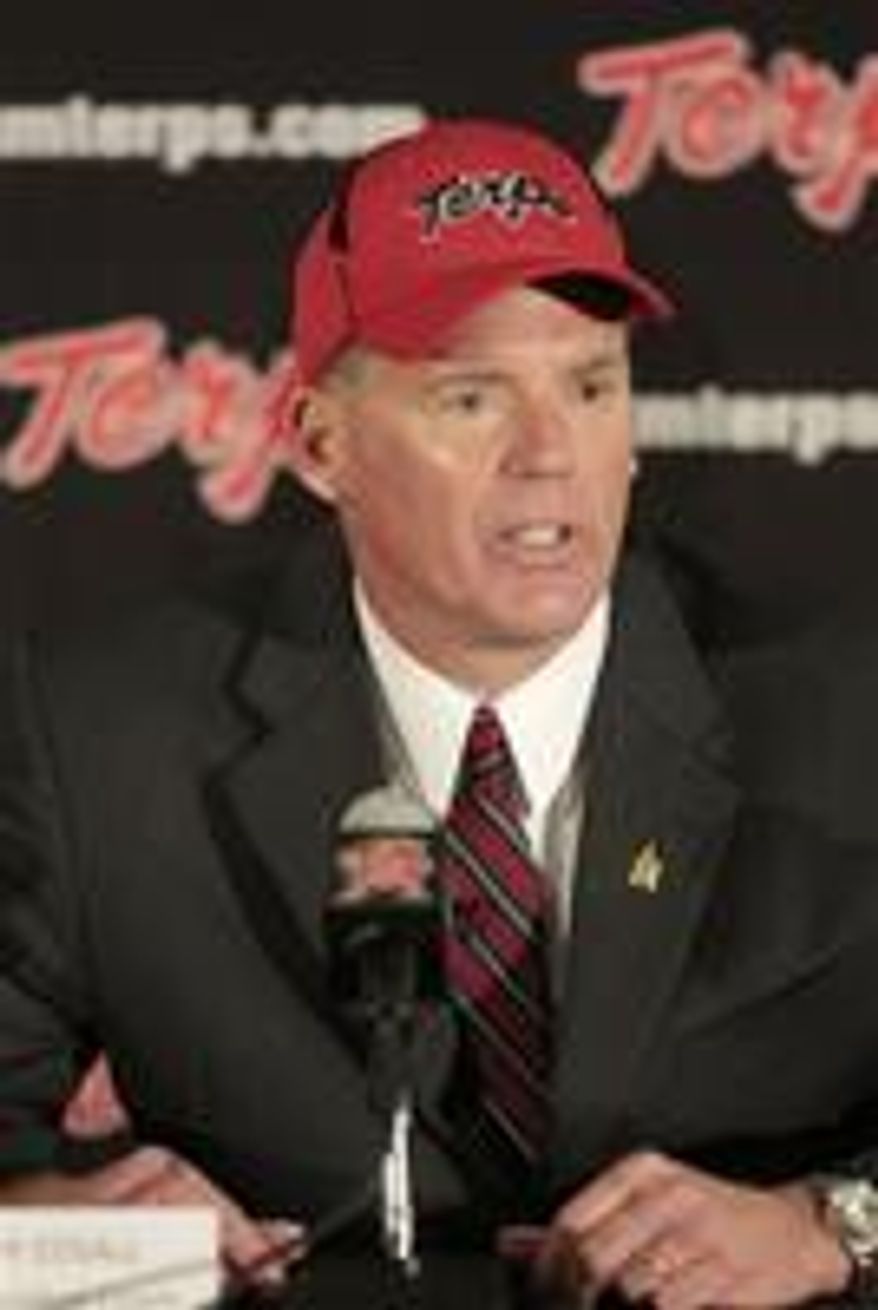 Maryland released its starting right guard Justin Lewis on Tuesday. Coach Randy Edsall said Lewis violated team policies. (AP Photo/Rob Carr)