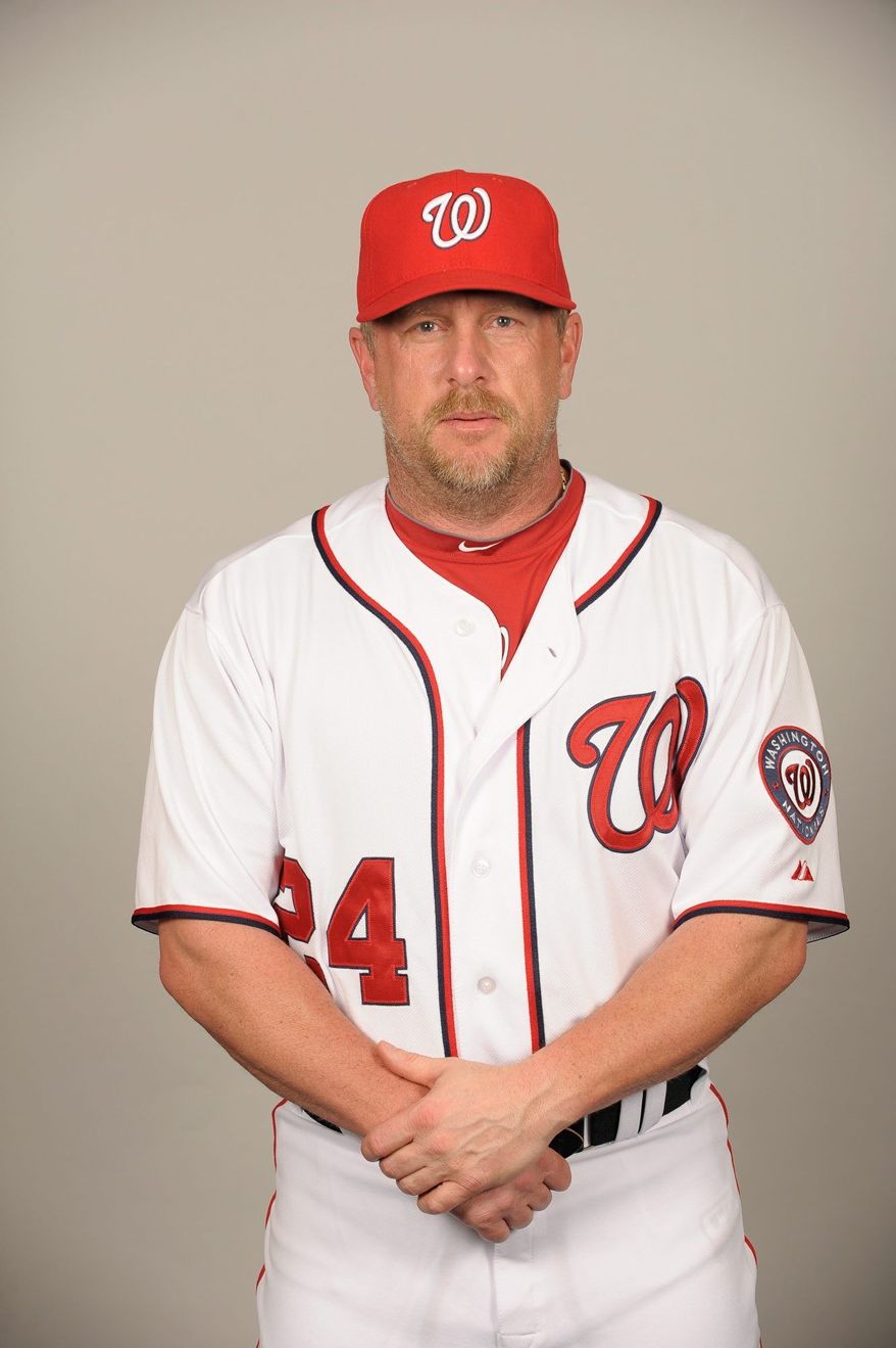 VIERA, FL - FEBRUARY 25: Matt Stairs #24 of the Washington Nationals poses during Photo Day on Friday, February 25, 2011 at Space Coast Stadium in Viera, Florida. (Photo by Tony Firriolo/MLB Photos)