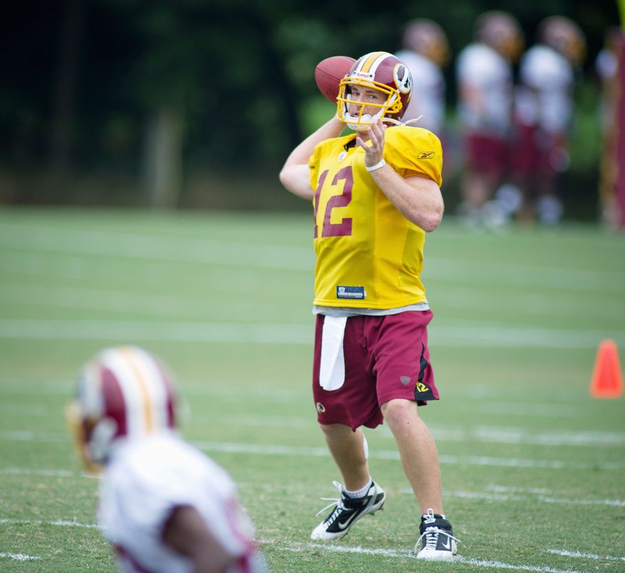 Redskins quarterback John Beck hasn't seen action in an NFL regular-season game since 2007 when he was with Miami. He'll start Friday night's preseason game at Indianapolis. (Rod Lamkey Jr./The Washington Times)