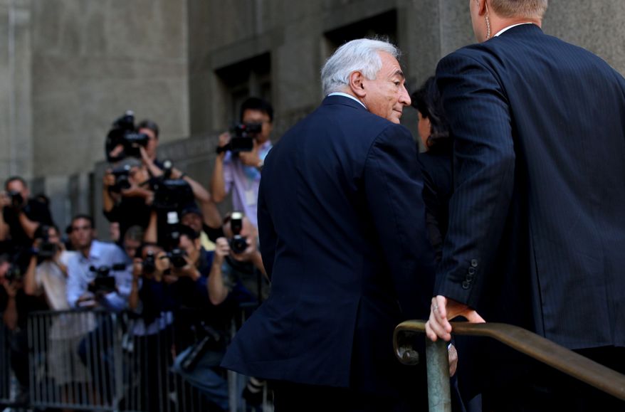 Dominique Strauss-Kahn enters the Criminal Courts Building in New York on Aug. 23, 2011. (Associated Press)