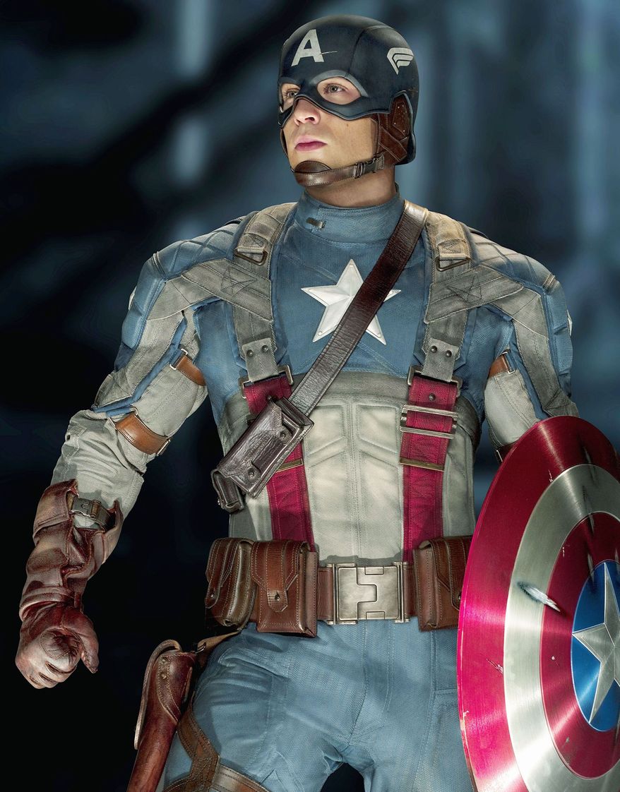 Chris Evans as Captain America gained a reported 20 pounds of muscle for his superhero role. (Paramount Pictures via Associated Press)