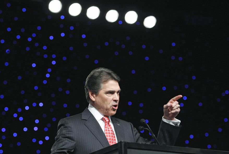 Republican presidential candidate Texas Gov. Rick Perry heard loud applause at the Veterans of Foreign Wars 112th National Conference on Monday when he said only U.S. officers should be leading American troops in missions abroad. (Associated Press)