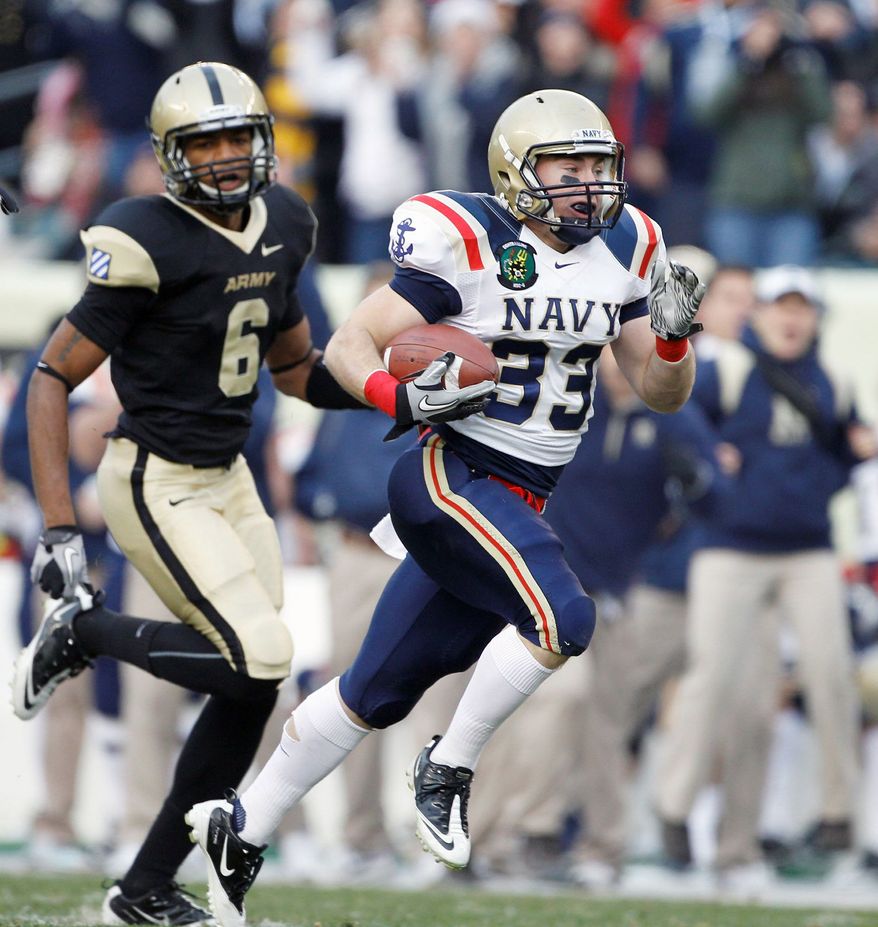 Navy running back John Howell has 126 yards on five carries this season with touchdown runs of 50 and 47 yards against Western Kentucky on Saturday. (Associated Press)