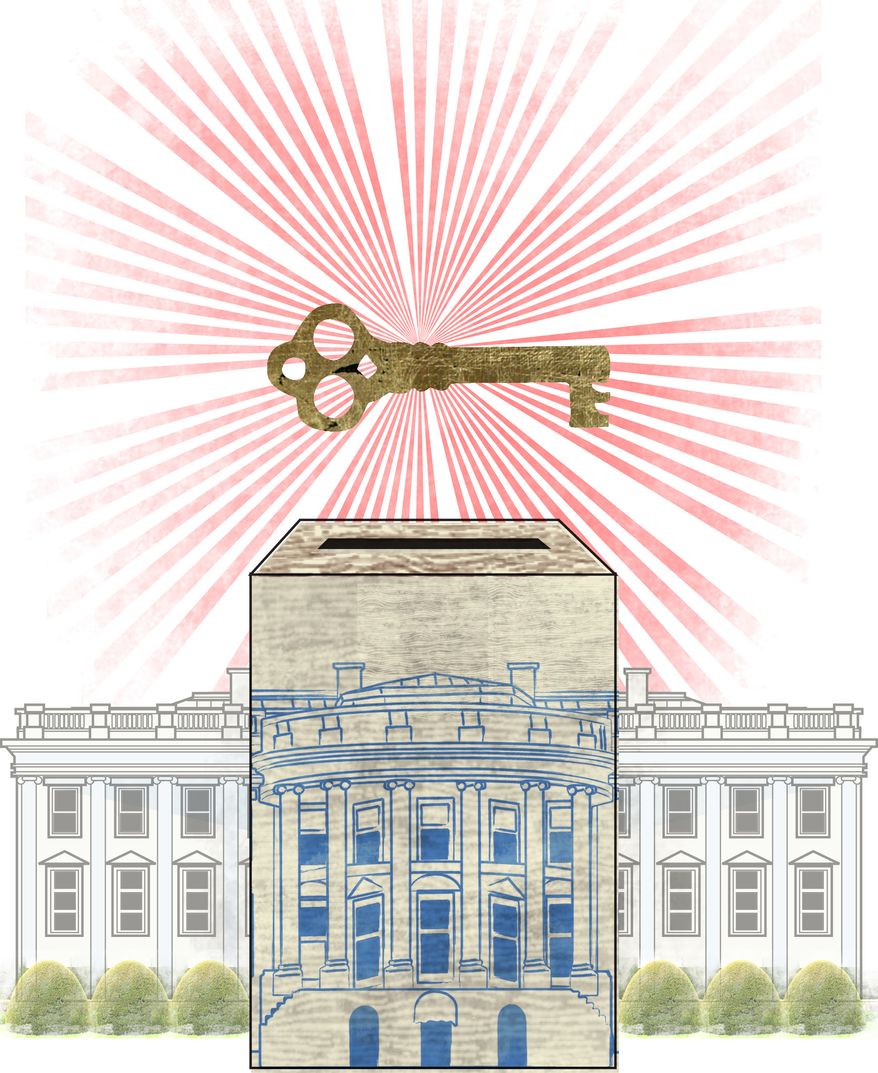 Illustration: Key to election by Linas Garsys for The Washington Times