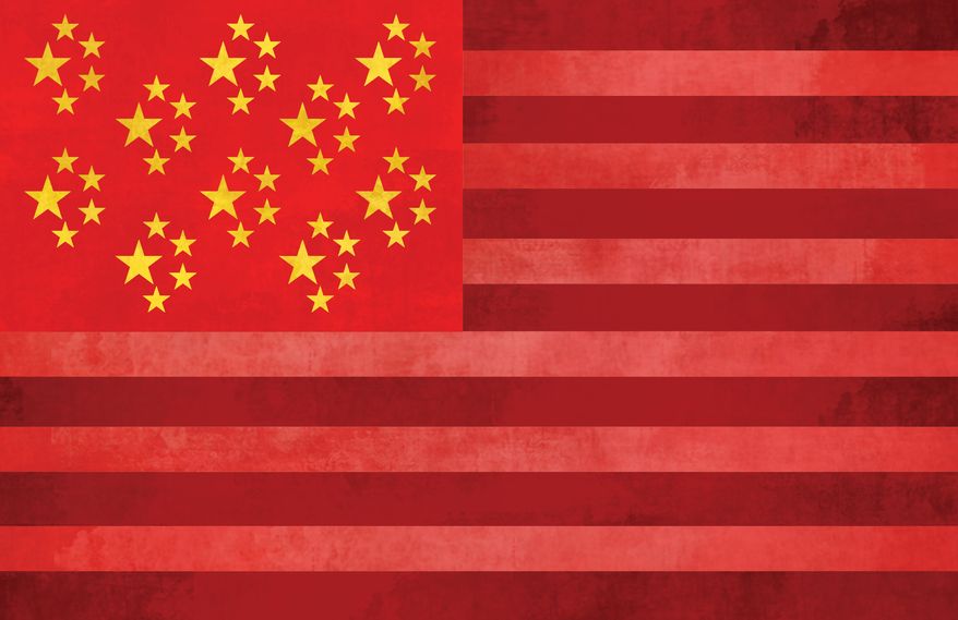 Illustration: China America by Linas Garsys for The Washington Times