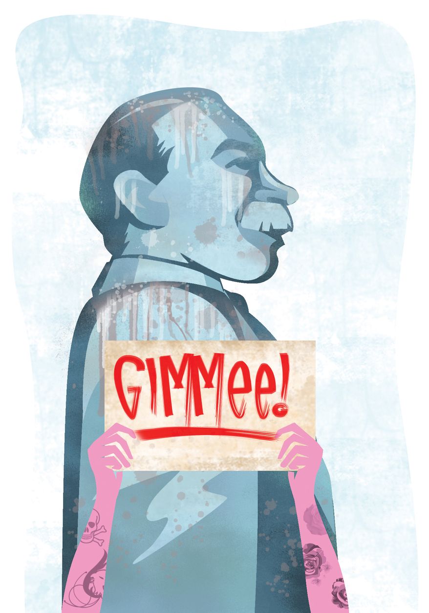 Illustration: Gimmee by Linas Garsys for The Washington Times