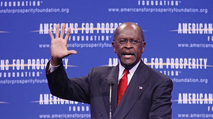 Republican presidential candidate Herman Cain speaks at the Defending the American Dream Summit in Washington on Nov. 4, 2011. (Associated Press)