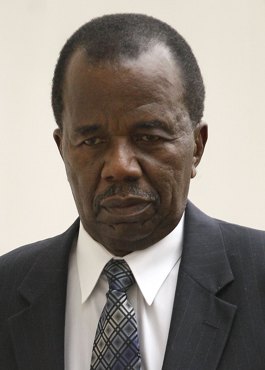 Sen. Ulysses Currie, Prince George's Democrat, leaves the U.S. District Courthouse in Baltimore, Thursday, Oct. 13, 2011, after a federal bribery case against him finished for the day. (AP Photo/Patrick Semansky)
