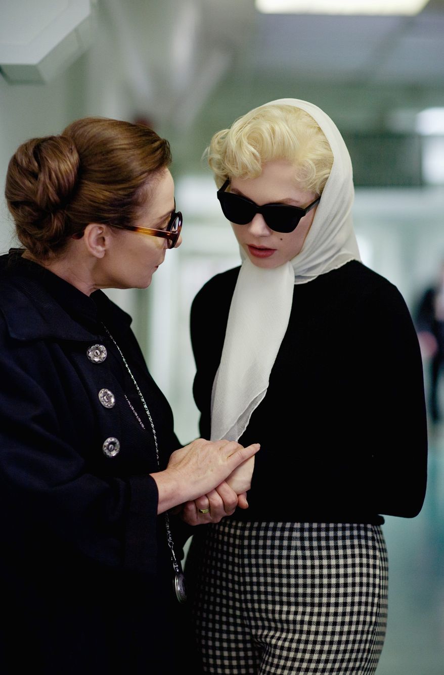 Michelle Williams offers a layered portrayal of Marilyn Monroe in the film "My Week With Marilyn." Miss Williams is shown in a scene with Zoe Wanamaker as Paula Strasberg. (The Weinstein Company via Associated Press)