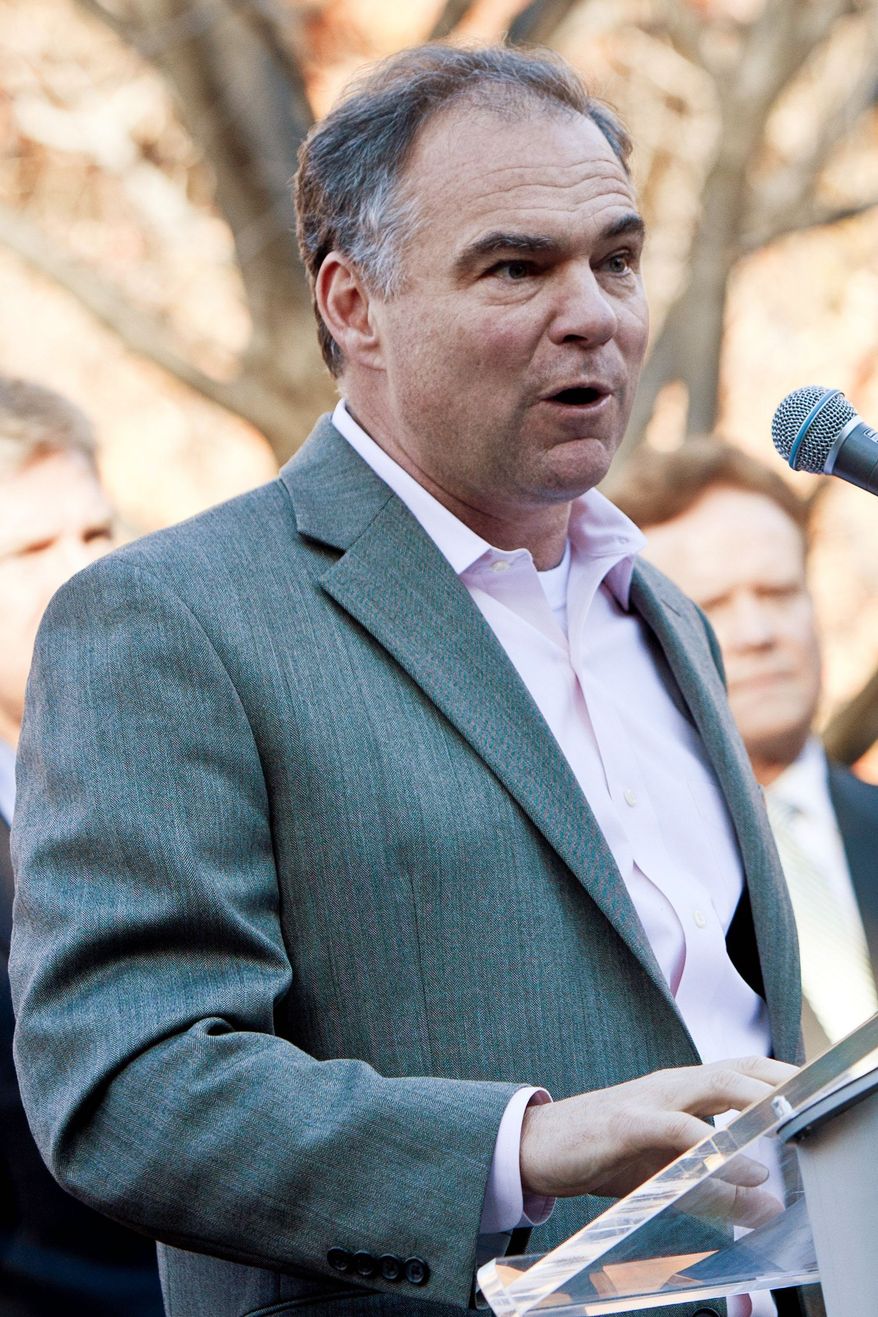 "There is one attitude that says that the right strategy to take is to fight Washington ... I think we need to fix Washington," said Tim Kaine, a Democrat running for the U.S. Senate. (T.J. Kirkpatrick/The Washington Times)
