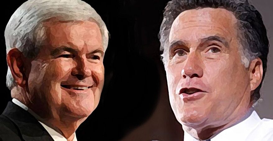 Illustration: Newt Gingrich, Mitt Romney