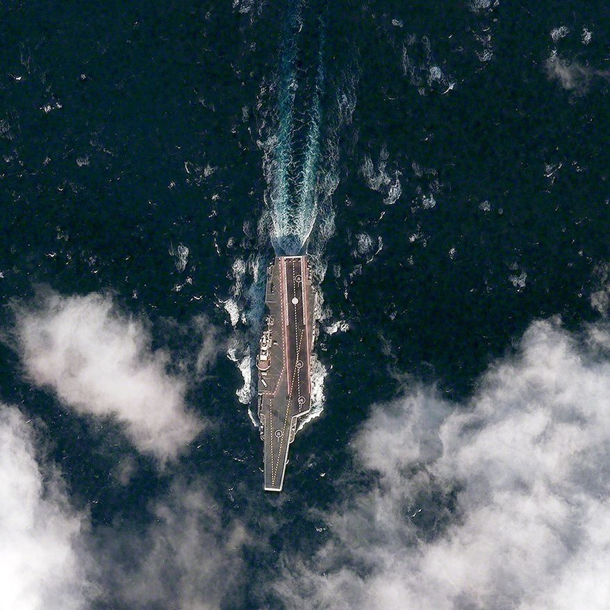 The Chinese aircraft carrier Varyag undergoes its second round of sea trials in the Yellow Sea. Michele Flournoy, the Pentagon's undersecretary of defense for policy, says it has been "anticipated for a while." (Digital Globe)
