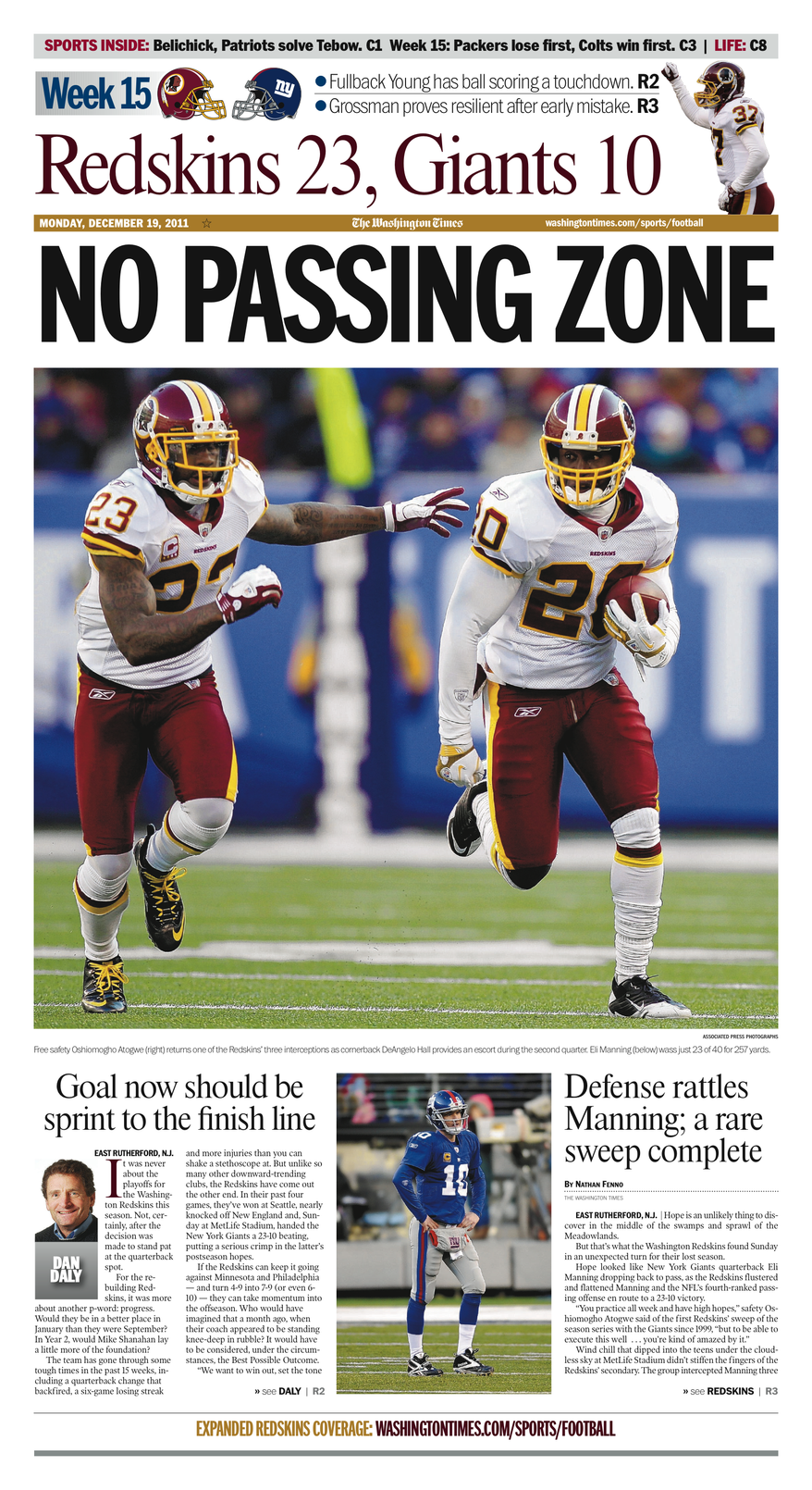 Week 15 PDF: Redskins 23, Giants 10