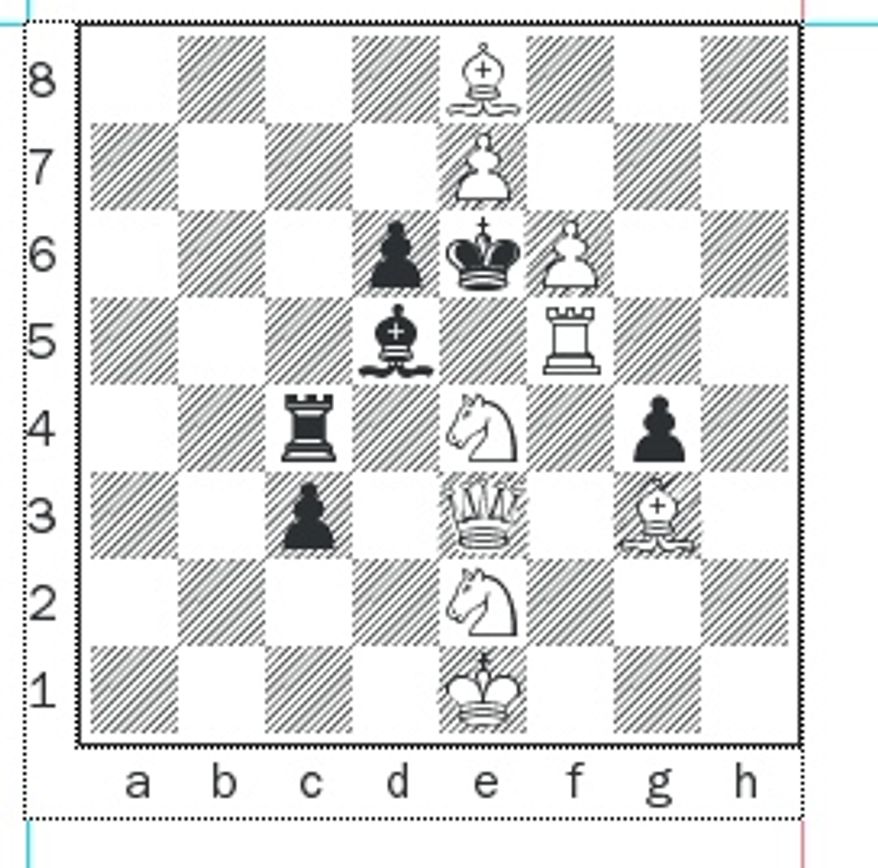 Benko's Christmas Tree Puzzle. White to mate in two.