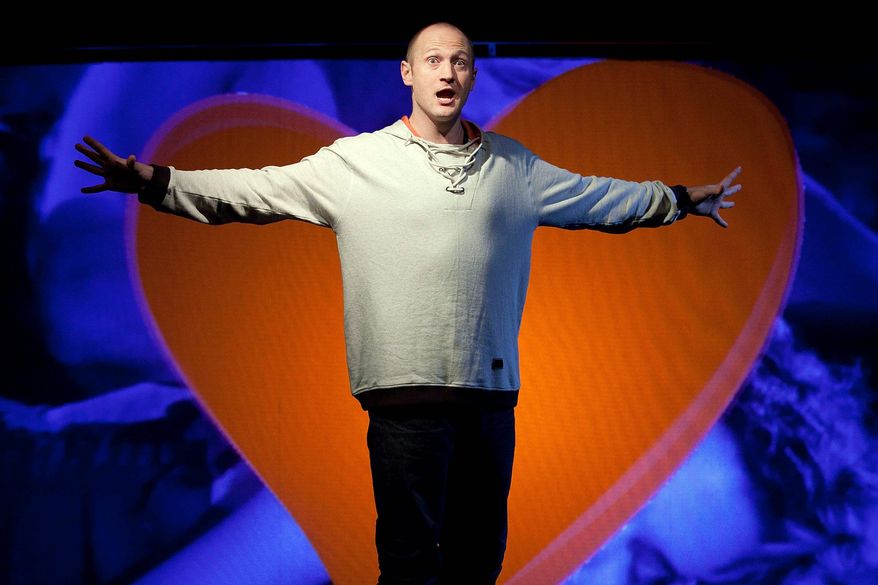 Canadian rapper Baba Brinkman is currently rapping his version of Geoffrey Chaucer's "The Canterbury Tales" at the SoHo Playhouse with music from his frequent DJ collaborator Jamie Simmonds. (Ben Hider via Associated Press)